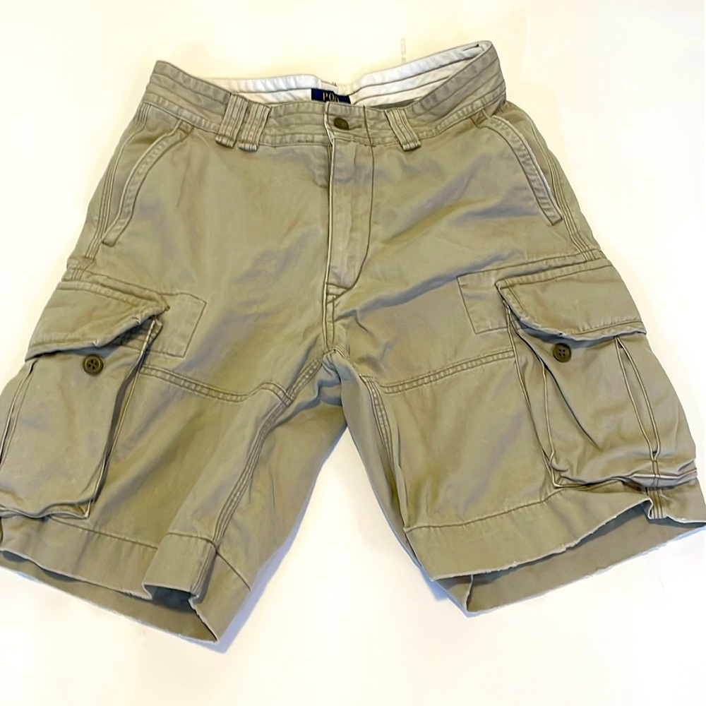 Men’s polo, Ralph Lauren tan cargo shorts size 31 excellent condition